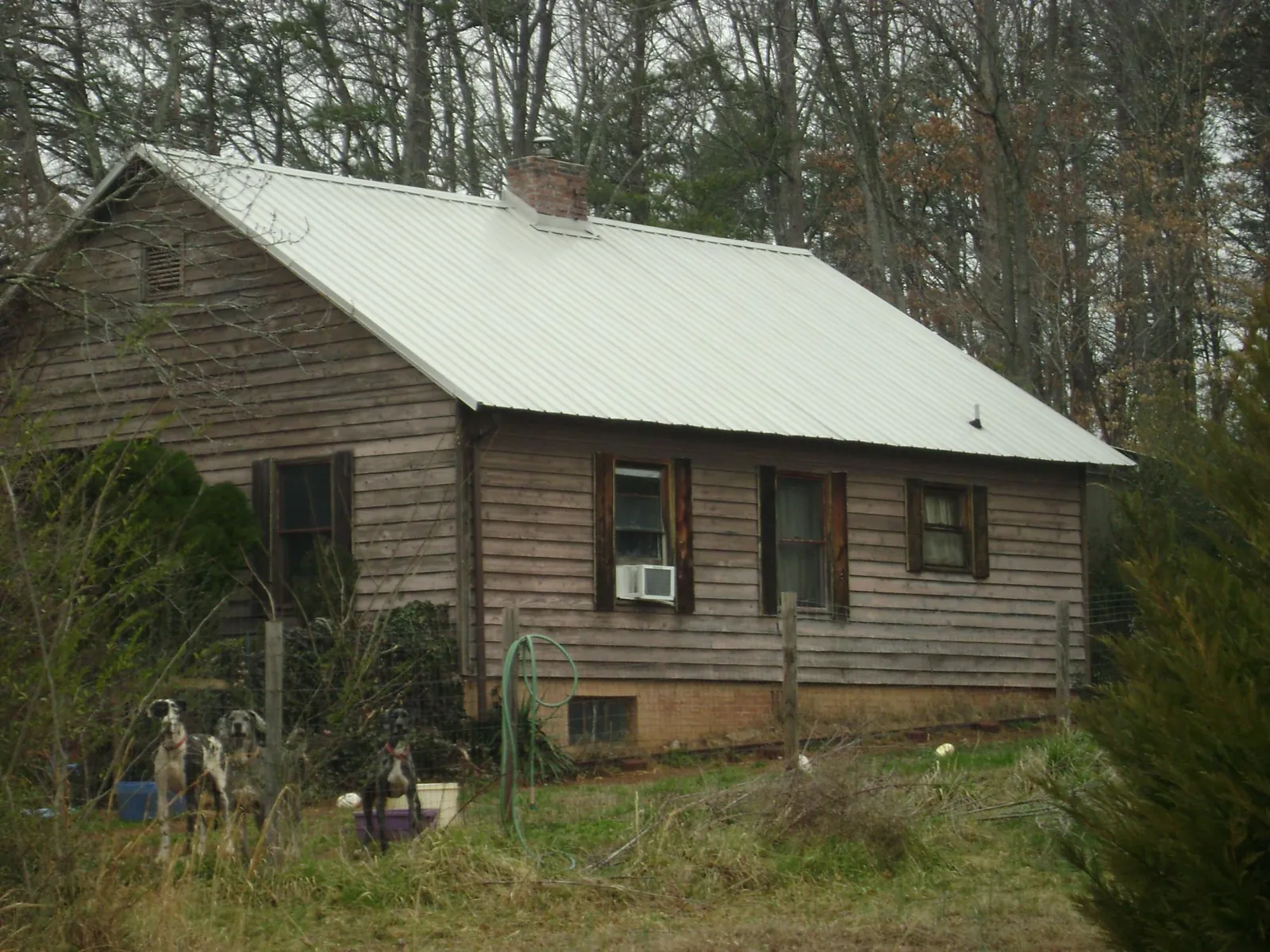 White metal roof on an old wood sided farmhouse, from a Asphalt Shingle Roof Repair job in Port Gibson